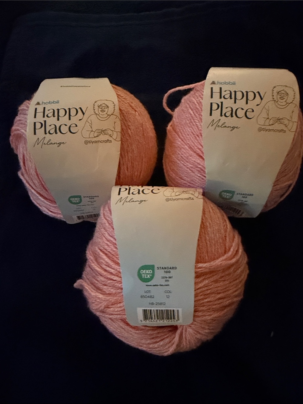 Hobbii Happy Place Melange Yarn - Soft Pink (3 Balls)